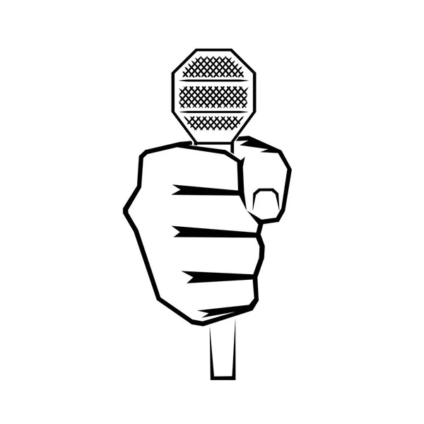 Hand with microphone vector icon — Stock Vector