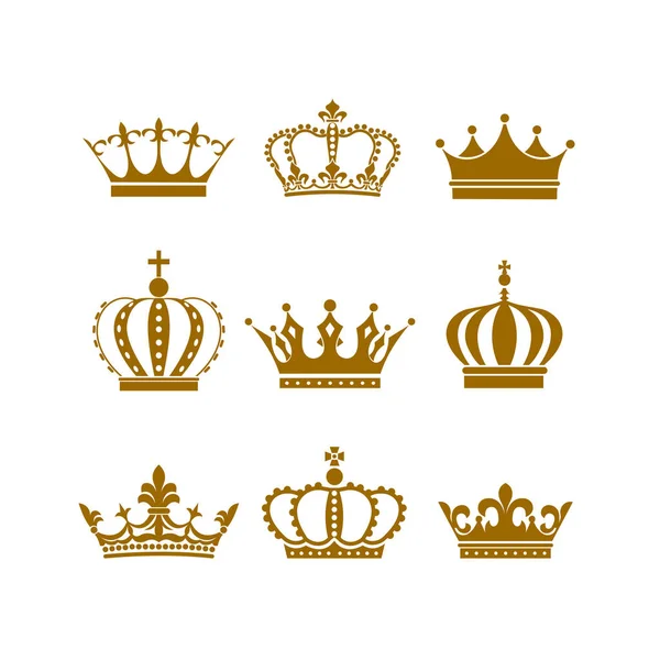 Krone Icon Set heraldisches Symbol Vektor Illustration. — Stockvektor