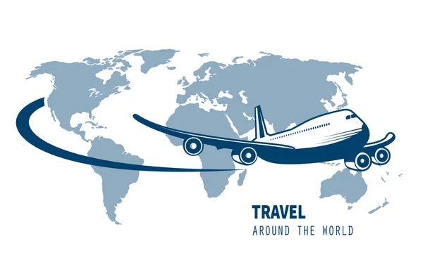 Avião voando ao redor do planeta um símbolo de viagens aéreas internacionais . —  Vetores de Stock