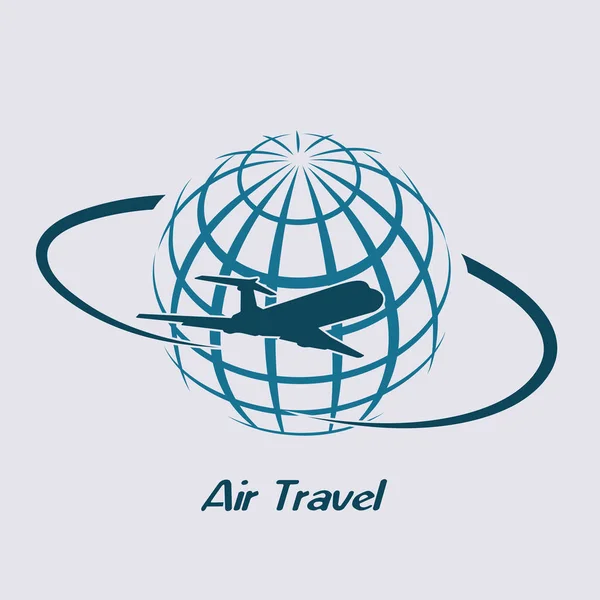 Avião voando ao redor do planeta um símbolo de viagens aéreas internacionais . — Vetor de Stock