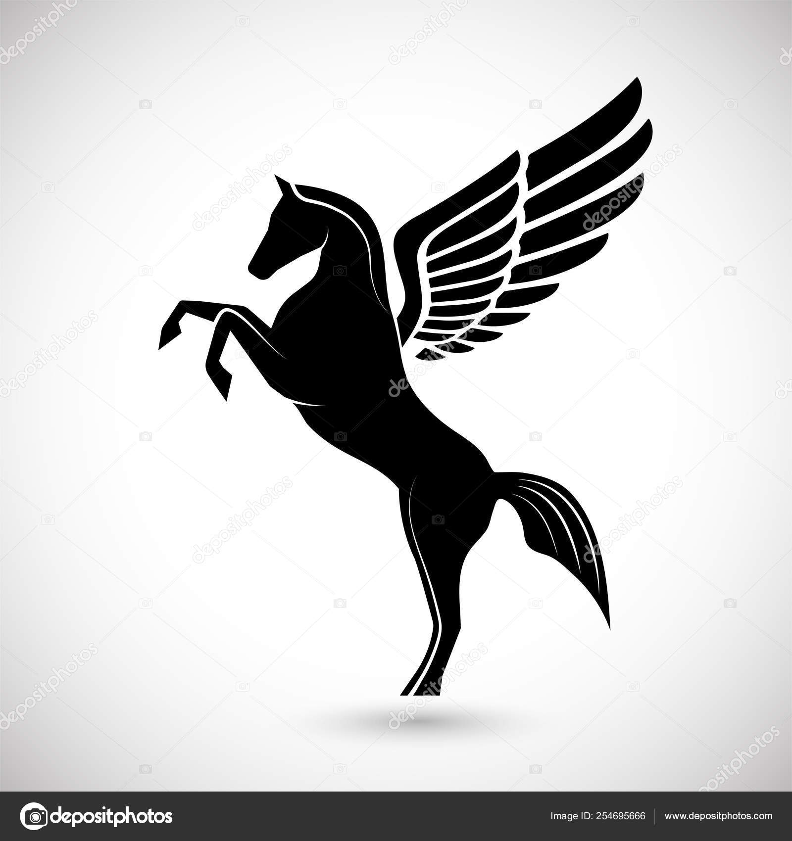 Silhueta pegasus mítica criatura cavalo com asas Vetor de stock de ©matc  254695666, image size:1600x1700