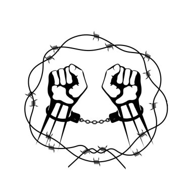 Dikenli tel bir çelenk elleri