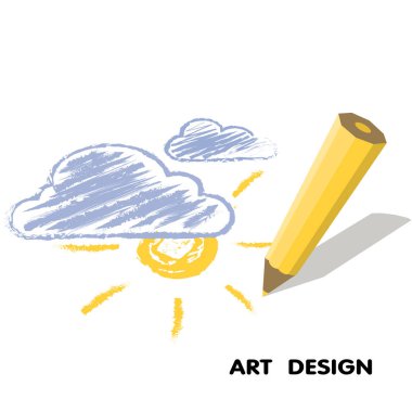 bulutlar güneş kalem çizim