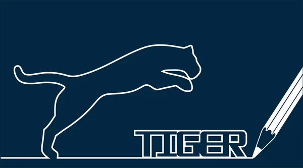 Rebote tigre lápiz dibujo — Vector de stock