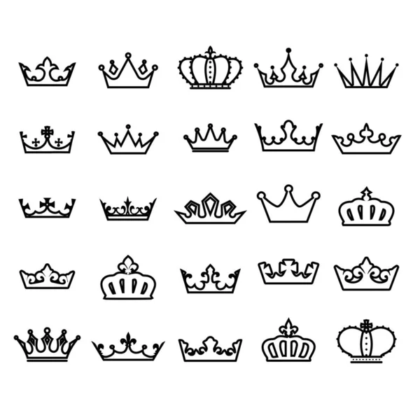 Krone Icon Set heraldisches Symbol Vektor Illustration. — Stockvektor