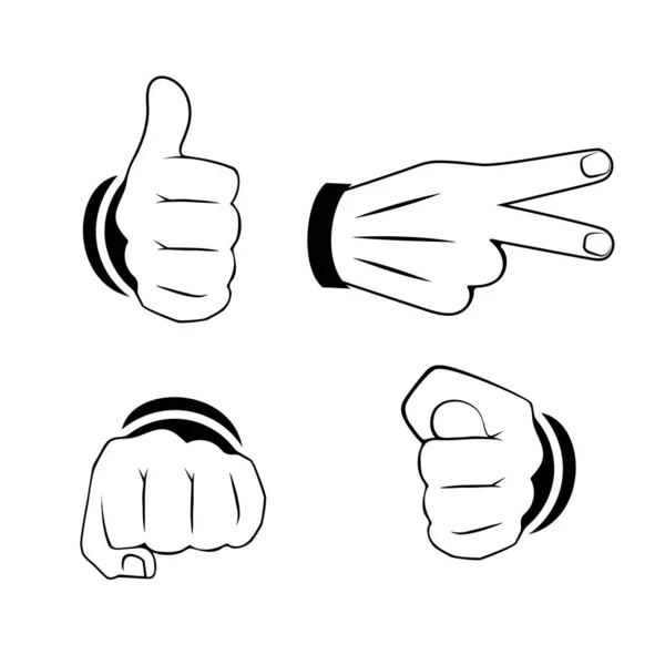 Conjunto de gestos de mano vector ilustración — Vector de stock