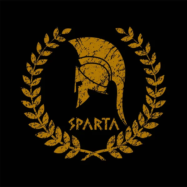 Old shabby symbol of  Spartan warrior in grunge style — Stock Vector