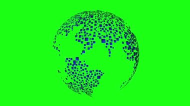 yeşil arka planda dönen gezegen