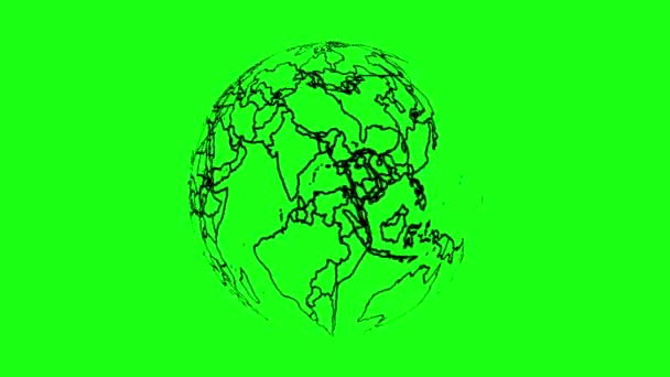在绿色背景上旋转行星 — 图库视频影像
