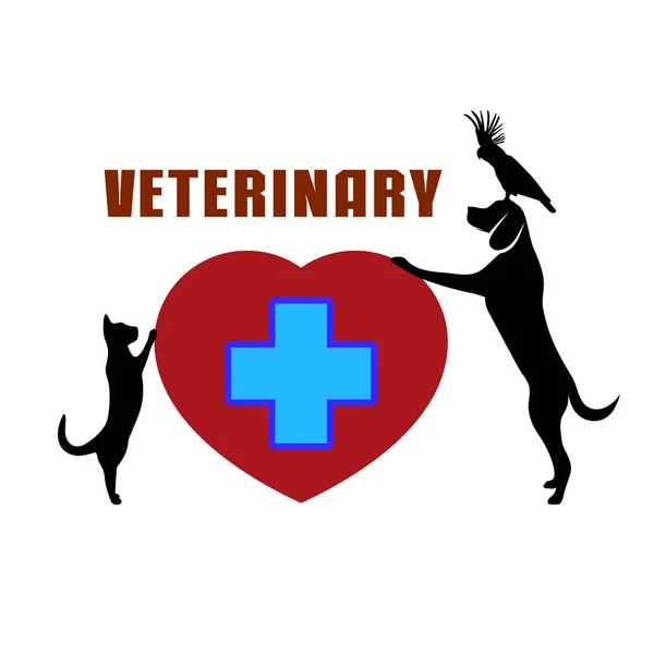 Trattamento con simbolo veterinario di animali domestici, illustrazione vettoriale. — Vettoriale Stock