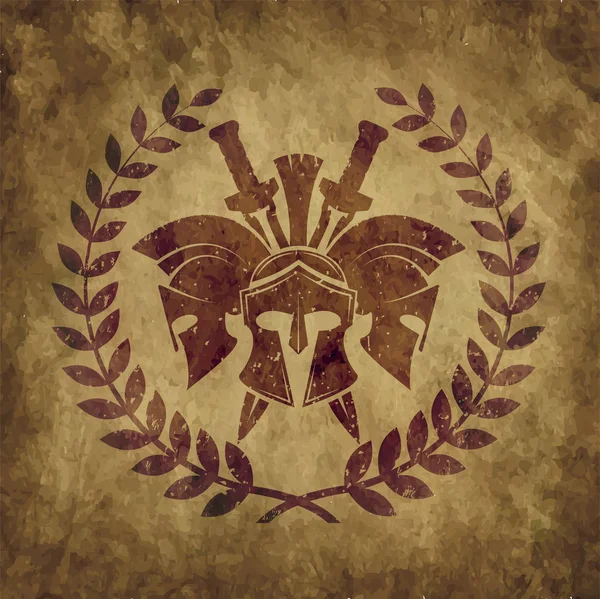 Altes schäbiges Symbol des spartanischen Kriegers im Grunge-Stil — Stockvektor