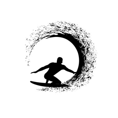 Dalga vektör illüstrasyonunda sörfçü