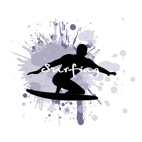 Surfer among splashes vector illustration — ストックベクタ