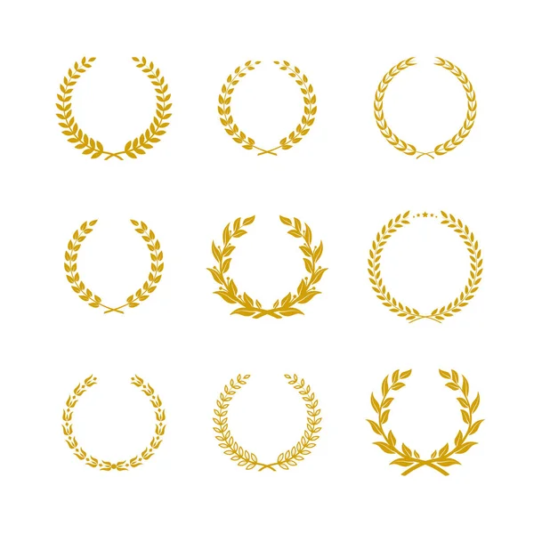 Laurel wreath winner symbol icon set vector — Stock Vector