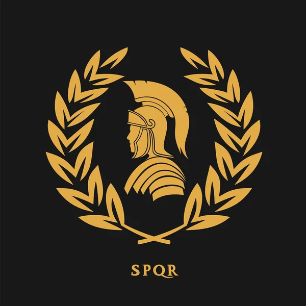 月桂花花环中的罗马战士符号 — 图库矢量图片