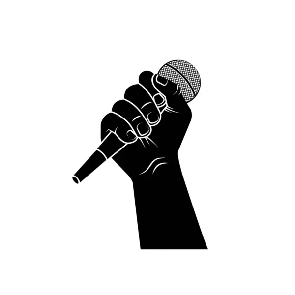 Main Avec Illustration Vectorielle Microphone — Image vectorielle