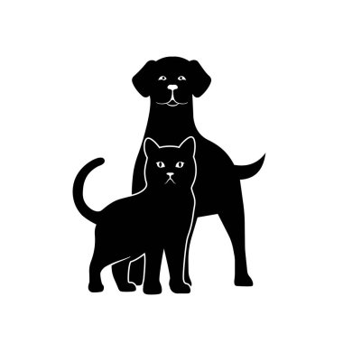 Köpek ve kedi resimlerinin silueti