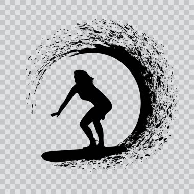 Dalga vektör illüstrasyonunda sörfçü