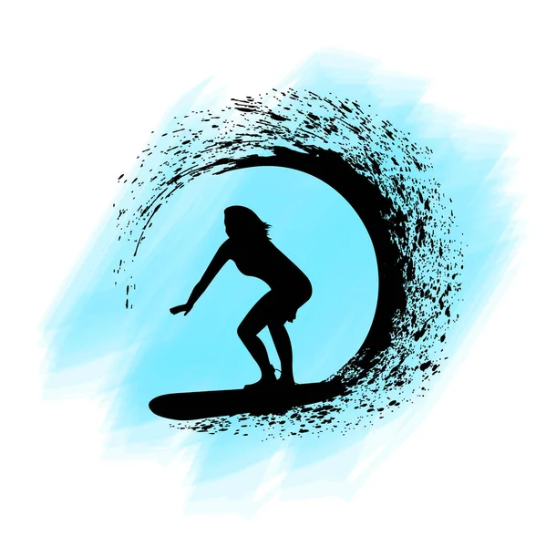 Surfista Ilustración Del Vector Onda — Archivo Imágenes Vectoriales