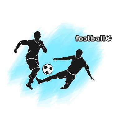 Oynayan futbolcuların siluetleri vektör illüstrasyonu