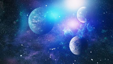 Uzaydaki gezegenler, yıldızlar ve galaksiler uzay keşiflerinin güzelliğini gösteriyor. NASA tarafından döşenmiş elementler