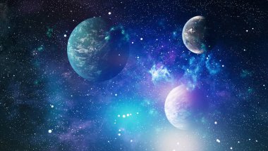 Uzaydaki gezegenler, yıldızlar ve galaksiler uzay keşiflerinin güzelliğini gösteriyor. NASA tarafından döşenmiş elementler