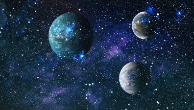 Uzaydaki gezegenler, yıldızlar ve galaksiler uzay keşiflerinin güzelliğini gösteriyor. NASA tarafından döşenmiş elementler