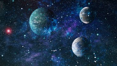 Uzaydaki gezegenler, yıldızlar ve galaksiler uzay keşiflerinin güzelliğini gösteriyor. NASA tarafından döşenmiş elementler