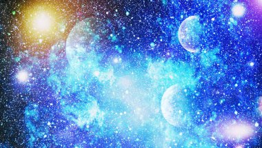 Uzaydaki gezegenler, yıldızlar ve galaksiler uzay keşiflerinin güzelliğini gösteriyor. NASA tarafından döşenmiş elementler