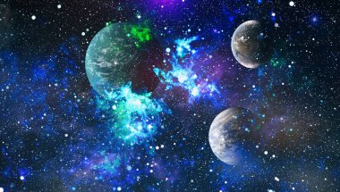 Uzaydaki gezegenler, yıldızlar ve galaksiler uzay keşiflerinin güzelliğini gösteriyor. NASA tarafından döşenmiş elementler