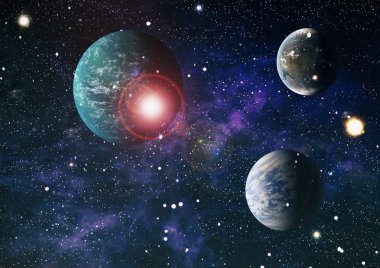 Uzaydaki gezegenler, yıldızlar ve galaksiler uzay keşiflerinin güzelliğini gösteriyor. NASA tarafından döşenmiş elementler