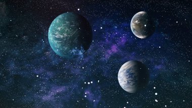 Uzaydaki gezegenler, yıldızlar ve galaksiler uzay keşiflerinin güzelliğini gösteriyor. NASA tarafından döşenmiş elementler