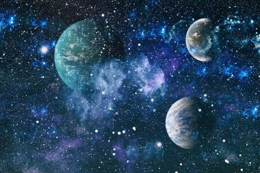 Uzaydaki gezegenler, yıldızlar ve galaksiler uzay keşiflerinin güzelliğini gösteriyor. NASA tarafından döşenmiş elementler