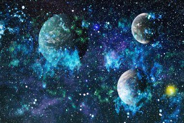 Uzaydaki gezegenler, yıldızlar ve galaksiler uzay keşiflerinin güzelliğini gösteriyor. NASA tarafından döşenmiş elementler