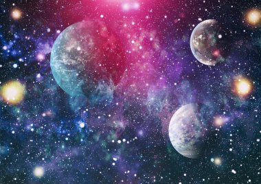 Uzaydaki gezegenler, yıldızlar ve galaksiler uzay keşiflerinin güzelliğini gösteriyor. NASA tarafından döşenmiş elementler