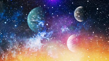 Uzaydaki gezegenler, yıldızlar ve galaksiler uzay keşiflerinin güzelliğini gösteriyor. NASA tarafından döşenmiş elementler