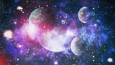 Uzaydaki gezegenler, yıldızlar ve galaksiler uzay keşiflerinin güzelliğini gösteriyor. NASA tarafından döşenmiş elementler