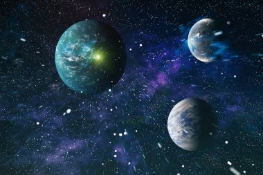 Uzaydaki gezegenler, yıldızlar ve galaksiler uzay keşiflerinin güzelliğini gösteriyor. NASA tarafından döşenmiş elementler