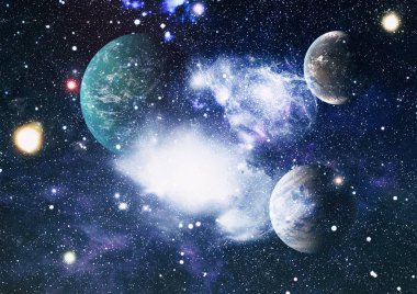 Uzaydaki gezegenler, yıldızlar ve galaksiler uzay keşiflerinin güzelliğini gösteriyor. NASA tarafından döşenmiş elementler