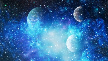 Uzaydaki gezegenler, yıldızlar ve galaksiler uzay keşiflerinin güzelliğini gösteriyor. NASA tarafından döşenmiş elementler