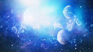 Uzaydaki gezegenler, yıldızlar ve galaksiler uzay keşiflerinin güzelliğini gösteriyor. NASA tarafından döşenmiş elementler