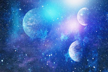 Uzaydaki gezegenler, yıldızlar ve galaksiler uzay keşiflerinin güzelliğini gösteriyor. NASA tarafından döşenmiş elementler