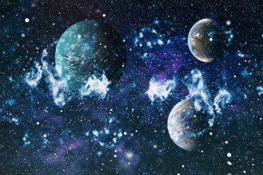 Uzaydaki gezegenler, yıldızlar ve galaksiler uzay keşiflerinin güzelliğini gösteriyor. NASA tarafından döşenmiş elementler