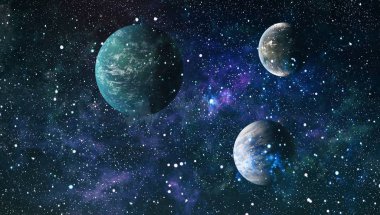 Uzaydaki gezegenler, yıldızlar ve galaksiler uzay keşiflerinin güzelliğini gösteriyor. NASA tarafından döşenmiş elementler