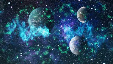 Uzaydaki gezegenler, yıldızlar ve galaksiler uzay keşiflerinin güzelliğini gösteriyor. NASA tarafından döşenmiş elementler