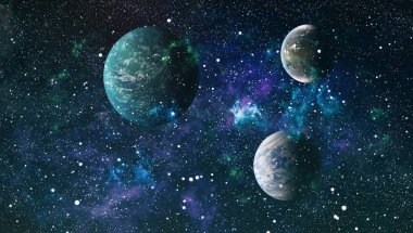 Uzaydaki gezegenler, yıldızlar ve galaksiler uzay keşiflerinin güzelliğini gösteriyor. NASA tarafından döşenmiş elementler