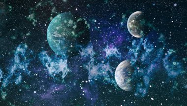 Uzaydaki gezegenler, yıldızlar ve galaksiler uzay keşiflerinin güzelliğini gösteriyor. NASA tarafından döşenmiş elementler