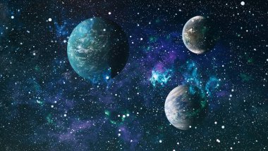 Uzaydaki gezegenler, yıldızlar ve galaksiler uzay keşiflerinin güzelliğini gösteriyor. NASA tarafından döşenmiş elementler