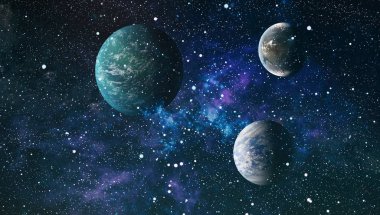 Uzaydaki gezegenler, yıldızlar ve galaksiler uzay keşiflerinin güzelliğini gösteriyor. NASA tarafından döşenmiş elementler