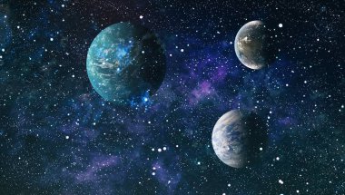 Uzaydaki gezegenler, yıldızlar ve galaksiler uzay keşiflerinin güzelliğini gösteriyor. NASA tarafından döşenmiş elementler